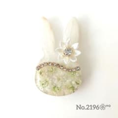 No.2196❀》ハンドメイド レジンヘアゴム ホワイトゴールド うさぎ