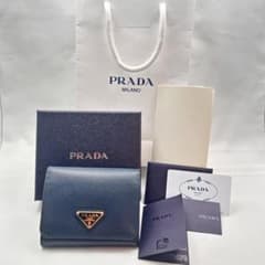 PRADA プラダ サフィアーノ トライアングル三つ折り 財布 ネイビー財布