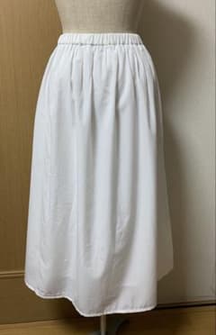 INDIVI 화이트 플레어 스커트 웨스트 고무 38 신품