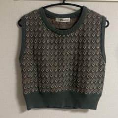 ニットベスト　レトロ　グリーンのサムネイル