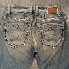 ROBIN'S JEAN ワイドフレア 米国製 フェード ダメージ　ハチノス ROBIN'S JEAN ワイドフレア 米国製 フェード ダメージ ハチノス - メルカリ