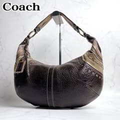 希少✨COACH ワンショルダー ホーボー スタッズ レザー ブラウン Y2K