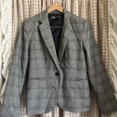 ZARA テーラードジャケット グレンチェック グレーのサムネイル