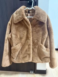 H&M DIVIDED フェイクファー ジャケット ブラウン Sのサムネイル