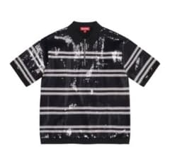 SUPREME Sequin Stripe Zip Polo BLACK Ｌのサムネイル