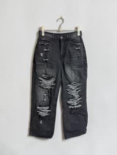 【シルバーウィーク限定価格】Salong hameu ダメージ ワイドデニム Sのサムネイル