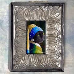 Painting, cat, cat painting, fine art, craft, Vermeer, sculpture, black cat, object, cat figurine