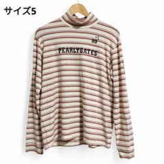 PEARLY GATES サイズ5 ベージュ×赤×ブラウン モックネック ゴルフ