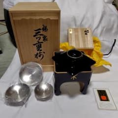 新品 錫杯3枚セット漆器台付 大阪市マーク付 箱入り - メルカリ