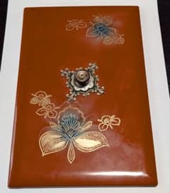 漆器蓋 花柄 鏡付き（昭和レトロ）のサムネイル