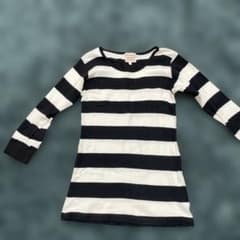PAOPAO 七分袖 Tシャツ Mサイズ 黒白ストライプのサムネイル