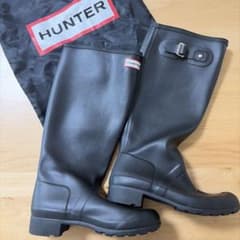 極美品⭐︎HUNTER ブラック 長靴 バックル付き HUNTER ブラック 長靴 バックル付き - メルカリ