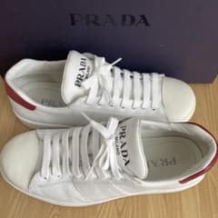PRADA プラダ スニーカー 白×赤 メンズ サイズ5 24.5〜25㎝位