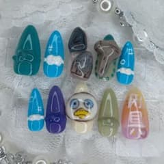 キラキラ ネイルチップ ハンドメイド つけ爪 ♡現品♡ 忍者風のサムネイル