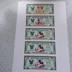 DISNEY DOLLARS 1991年1ドル×3 　5ドル×1　10ドル×1のサムネイル