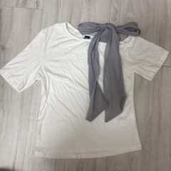 半袖 Tシャツ リボン付き ホワイトのサムネイル