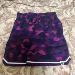 bape カモ ハーフパンツ パープル S - メルカリ