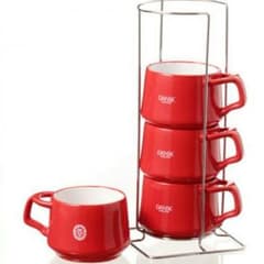 ラスト１点 ！新品未使用  DANSK コーヒーカップ4点セット レッドのサムネイル