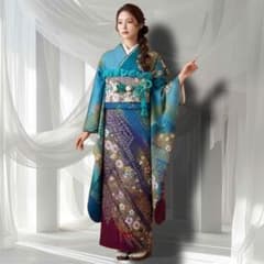無地に辻ヶ花❋絞り/ぼかし染め/金彩加工/振袖フルセット　ｍ66　トールサイズ 振袖フルセット(7点)成人式・辻が花・絞り・ぼかし染め・金彩・正絹