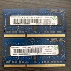RAMAXEL ノートPC用メモリ 4GB×2枚セット 動作確認済み