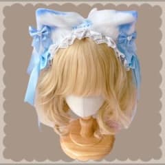 猫耳カチューシャ　ハロウィン　コスプレ　ブルーのサムネイル