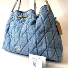 COACH コーチ エヴリン デニムキルティングトートバッグ　　美品 未使用級 COACH コーチ エヴリン デニムキルティングトートバッグ