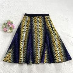 良品★ 【FENDI】 ジャガード ニット フレアスカート （L） ウエストゴム 良品☆ 【FENDI】 ジャガード ニット フレアスカート （L） ウエスト