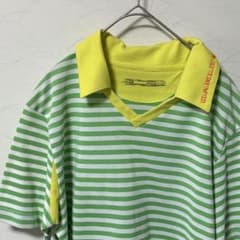OAKLEY オークリー ゴルフ ロゴ刺繍 ポロシャツ ボーダー柄 メンズ M