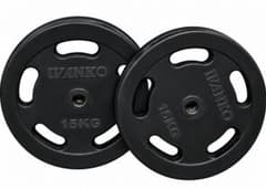 IVANKO 15kg ラバーダンベルプレート 2枚セット① 筋トレ 28mm穴