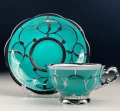 【希少】フッチェンロイター 銀巻 草花紋カップ ソーサー アールヌーボー ドイツ 希少】フッチェンロイター 銀巻 草花紋カップ ソーサー アールヌーボー