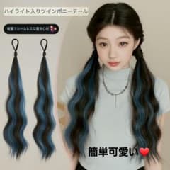 포인트 가발 2 개 세트 다크 블루 45cm 엑스테