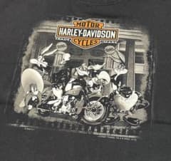 ハーレーダビッドソン ルーニーテューンズ 両面Tシャツ XL 黒のサムネイル