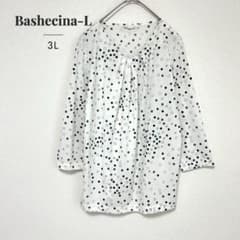 Bashecina-L 도트 블라우스 7분 소매 큰 사이즈 3L