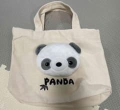 パンダ ぬいぐるみ付き 巾着 キャンバス ハンドバッグのサムネイル