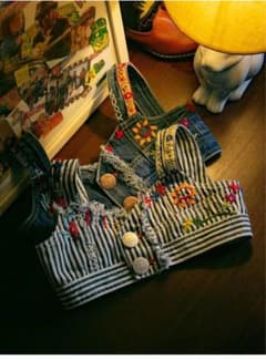 刺繍デニムブラウス ストライプ柄のサムネイル