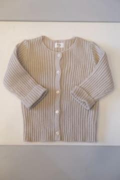 韓国子供服　ベージュ リブニットカーディガンのサムネイル