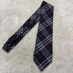 BURBERRY チェック柄 ネクタイ ネイビー グレー 赤 - メルカリ