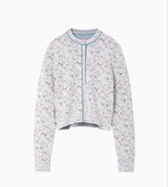 Floral Motif Glitter Knit Cardigan