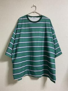 ボーダーTシャツ マルチボーダー オーバーサイズ メンズ 緑ボーダーのサムネイル