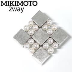 美品✨MIKIMOTOミキモト ベビーパール　ブローチ　ネックレス　スクエア 美品✨MIKIMOTOミキモト ベビーパール ブローチ ネックレス スクエア