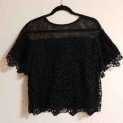 【mikanko様ご専用】ルシェルブルー　レース&メッシュ トップスのサムネイル