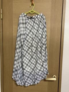 GU チェック柄 プリーツ ロングスカート Sのサムネイル