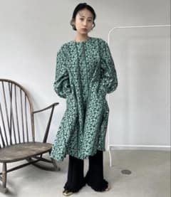 SANSeLF ジャガードフラワードレス　ロング丈　グリーン　花柄　ワンピース SANSeLF ジャガードフラワードレス ロング丈 グリーン 花柄 ワンピース
