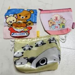 산엑스 파우치 건착 3점 세트 릴렉스 넉넉한 리락쿠마