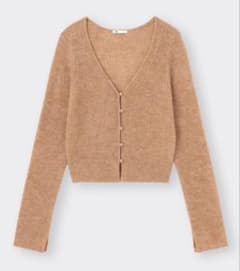 美品GU ライトヘアリーショートカーディガン オレンジ
