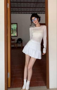 MIU MIU ロゴ入り シアー 長袖 カットソー ホワイト - メルカリ