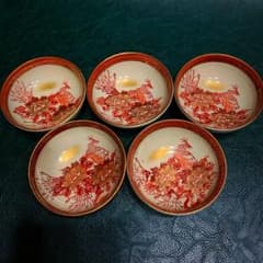九谷焼　金赤絵　孔雀華　豆鉢　骨董品のサムネイル