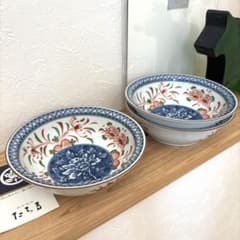 深め中鉢】たち吉 赤絵 染付牡丹 煮物碗 盛り鉢 - メルカリ