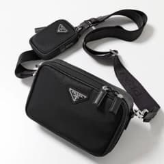PRADA ナイロン×サフィアーノレザー ショルダーバッグ ブラック IC画像 
