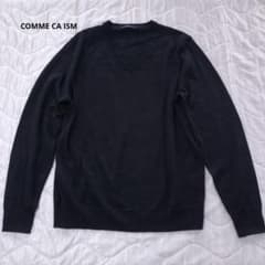 コムサイズムCOMME CA ISM 長袖ニットセーター Vネック 黒　Mウール